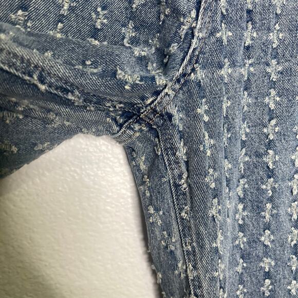 Forever 21 Womens Jeans Size 30 Blue Denim Distressed Straight Leg High Rise - Picture 11 of 15